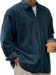 Alohadaddy® Basic Solid Color Cotton Linen Print Men's Button Pocket Long Sleeve Shirt Big & Tall