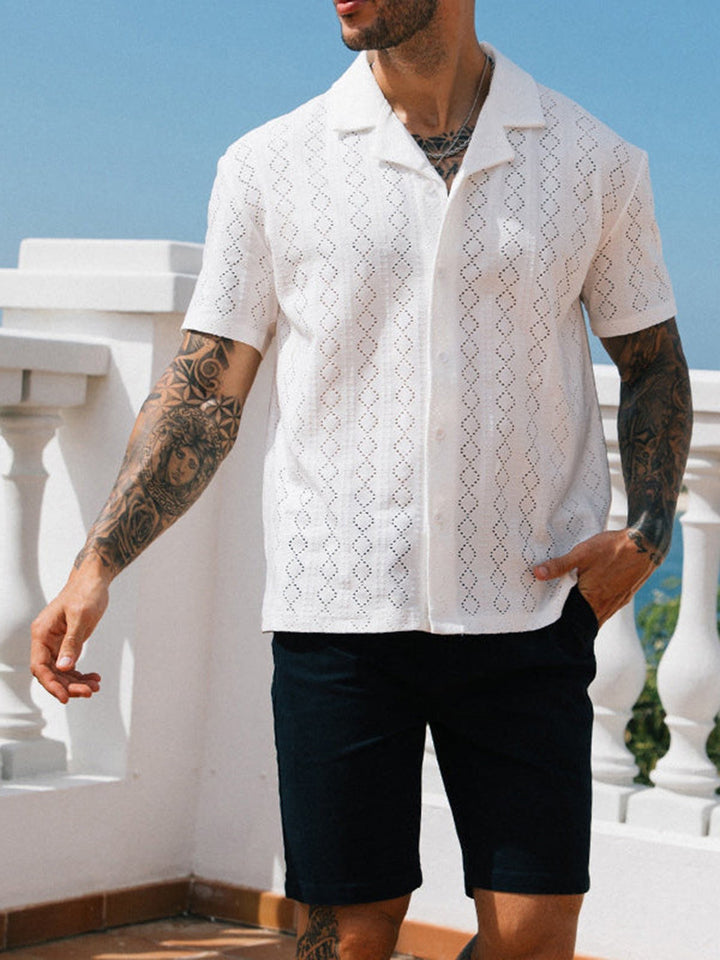 Alohadaddy® Cutout Cuban Collar Loose Comfort Short Sleeve Large Size Hawaiian Shirt