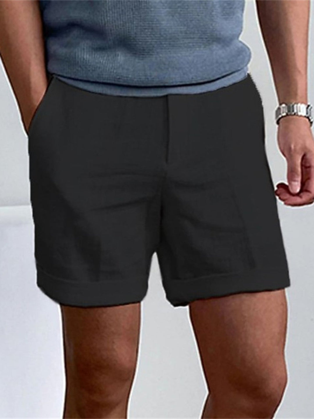 Alohadaddy® Casual Basics Linen Solid Color Slant Pockets Moisture-wicking and Breathable Daily Shorts