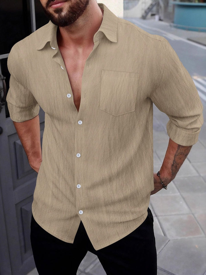 Alohadaddy® Autumn Linen Shirt Long Sleeve Lapel Breathable Casual Men&