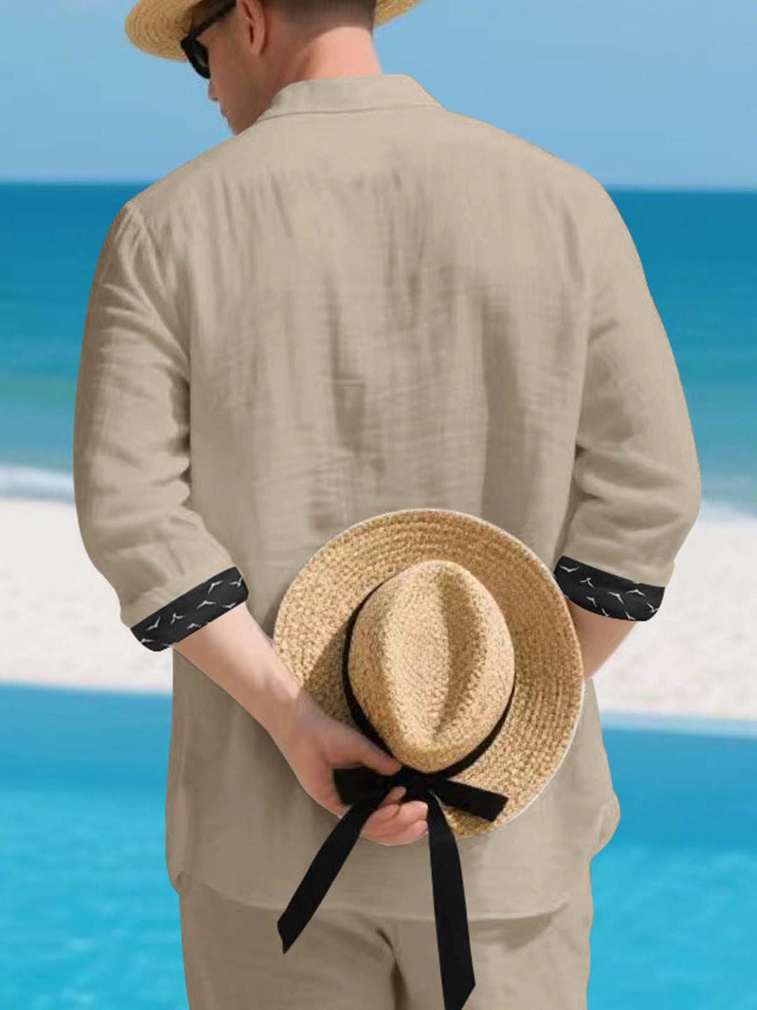 Alohadaddy® Linen Platform Lapel Long Sleeve Cardigan Shirt Vacation Casual Men&