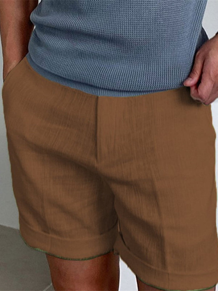 Alohadaddy® Casual Basics Linen Solid Color Slant Pockets Moisture-wicking and Breathable Daily Shorts