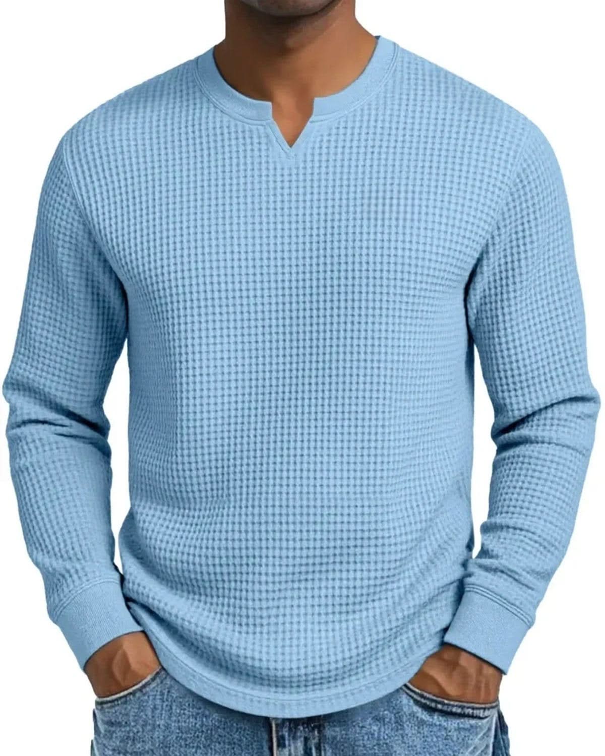 Alohadaddy® Casual Bottoming Shirt Slim Fit Men's Long Sleeve V-Neck Casual Top T-Shirt Big & Tall