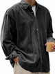 Alohadaddy® Basic Solid Color Cotton Linen Print Men's Button Pocket Long Sleeve Shirt Big & Tall