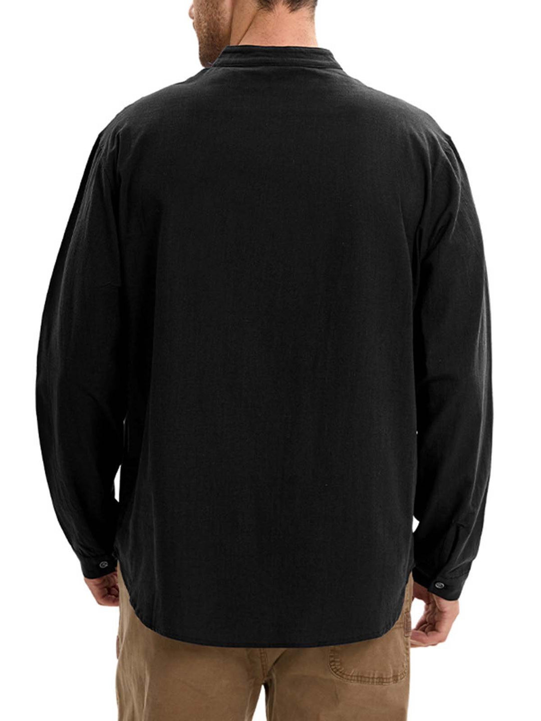 Alohadaddy® Casual Print Long Sleeve Cotton and Linen Versatile Light Mature Style Polo Shirt