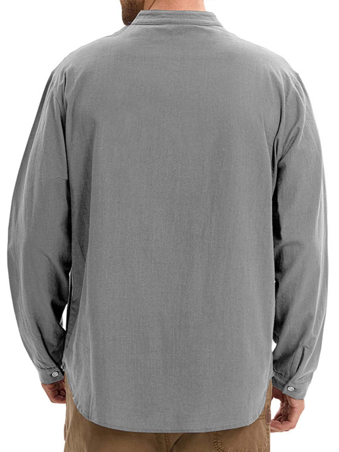 Alohadaddy® Casual Print Long Sleeve Cotton and Linen Versatile Light Mature Style Polo Shirt
