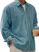 Alohadaddy® Basic Solid Color Cotton Linen Print Men's Button Pocket Long Sleeve Shirt Big & Tall