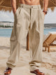 Alohadaddy® Linen Men's Casual Pants Summer Thin Striped Zipper Straight Men's Suit Pants