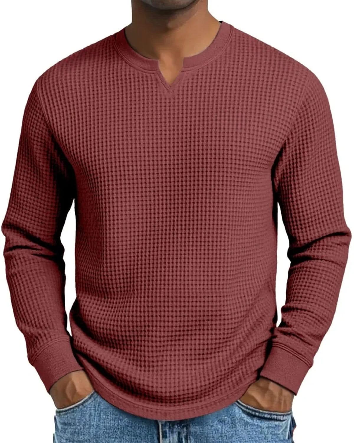 Alohadaddy® Casual Bottoming Shirt Slim Fit Men's Long Sleeve V-Neck Casual Top T-Shirt Big & Tall