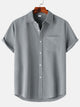 Alohadaddy® Casual Summer Lapel Solid Color Short Sleeve Button-Down Men's Basic Shirt