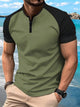 Alohadaddy® T-Shirt Men's Button Color Block Henley Collar Sport Polo Shirt
