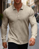 Alohadaddy® Business Lapel Men's T-shirt Slim Fit Striped Hot Sale Long Sleeve Polo Shirt