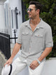 Alohadaddy® Casual Solid Color Versatile Trendy Chest Pocket Men's Short Sleeve Shirt Big & Tall