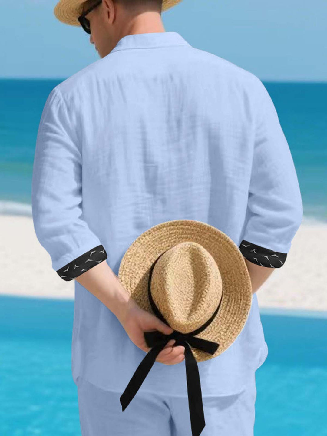 Alohadaddy® Linen Platform Lapel Long Sleeve Cardigan Shirt Vacation Casual Men&