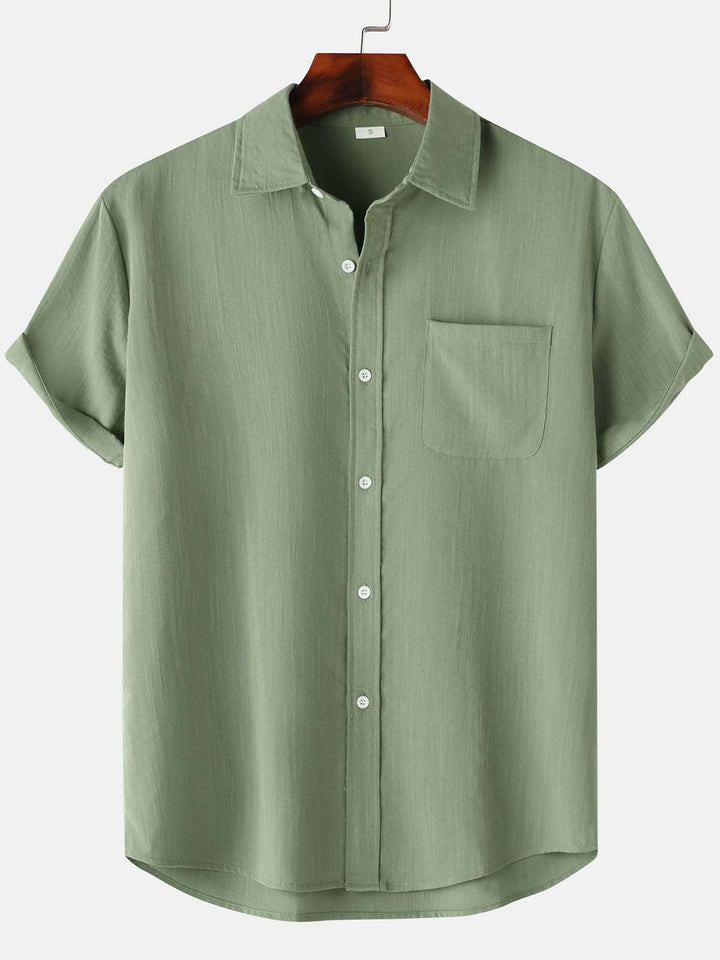 Alohadaddy® Casual Summer Lapel Solid Color Short Sleeve Button-Down Men&