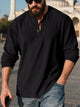 Alohadaddy® Corduroy Long Sleeve T-Shirt Simple Loose Casual Henley Men's Top Big & Tall