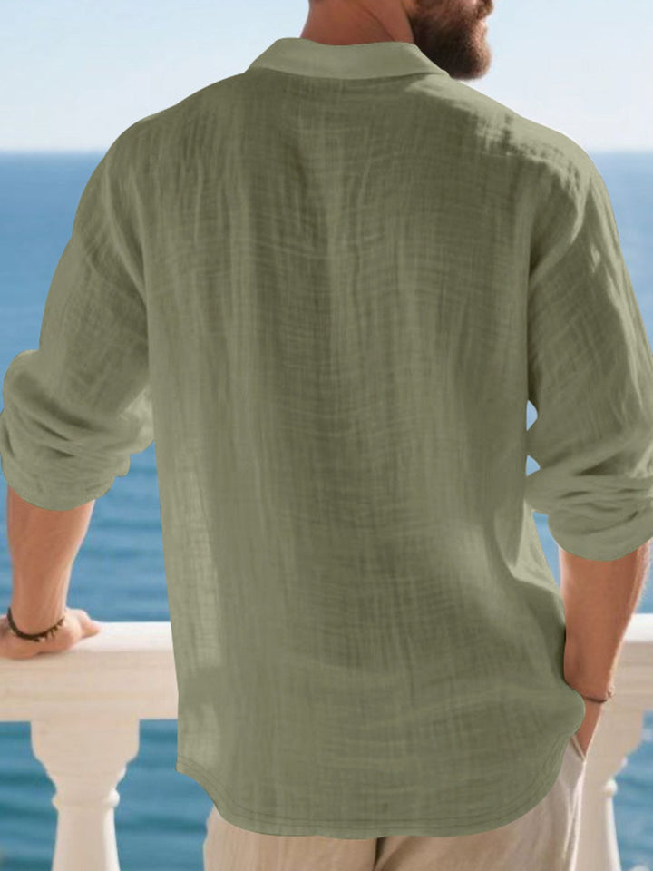 Alohadaddy® Linen Shirt Lapel Button American Men&