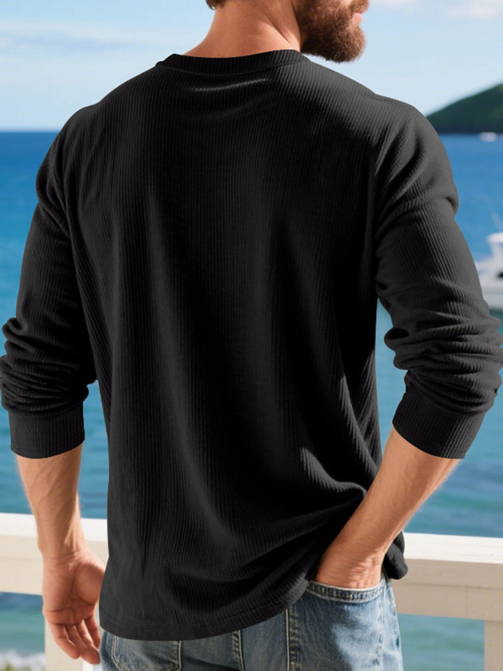 Alohadaddy® Corduroy Long Sleeve T-Shirt Simple Loose Casual Henley Men&