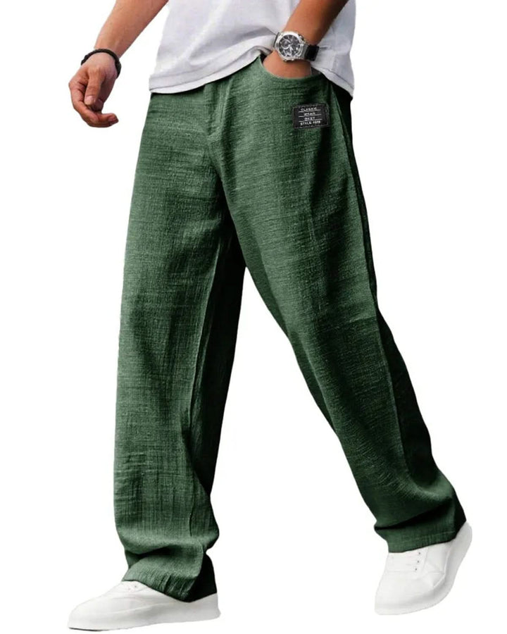 Alohadaddy® Vintage Casual Embroidered Logo Drawstring Loose Elastic Waist Pocket Trousers Big &amp; Tall