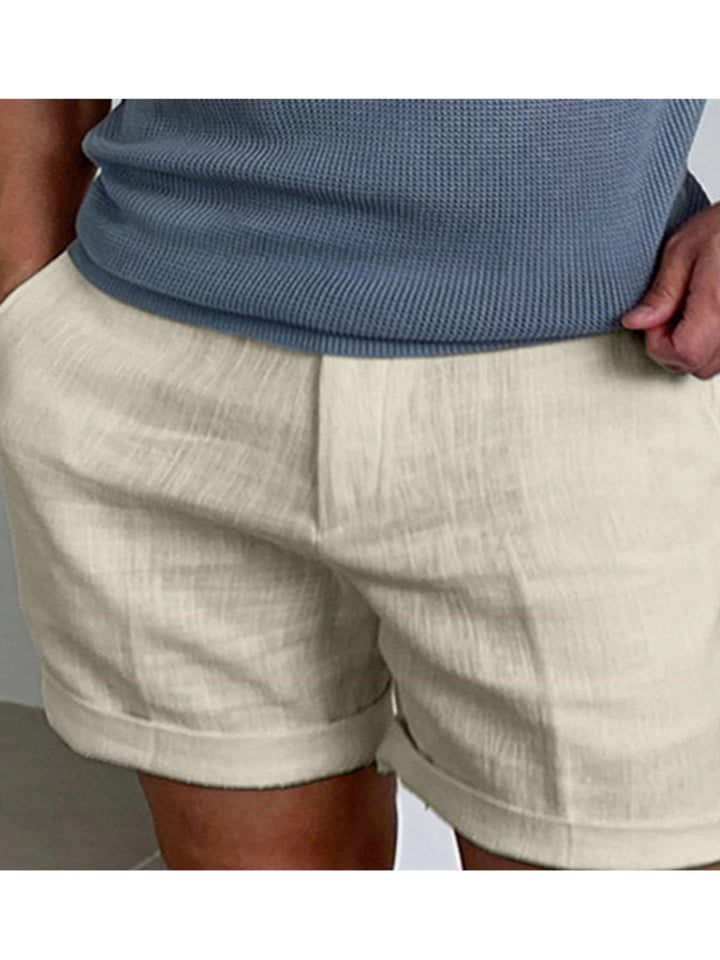 Alohadaddy® Casual Basics Linen Solid Color Slant Pockets Moisture-wicking and Breathable Daily Shorts