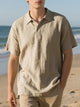 Alohadaddy® Men's Short Sleeve Linen Loose Casual Lapel Polo Shirt T-Shirt