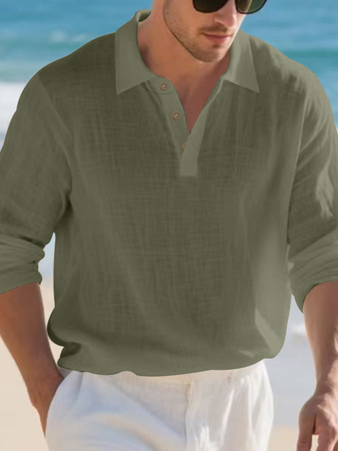Alohadaddy® Linen Shirt Lapel Button American Men&