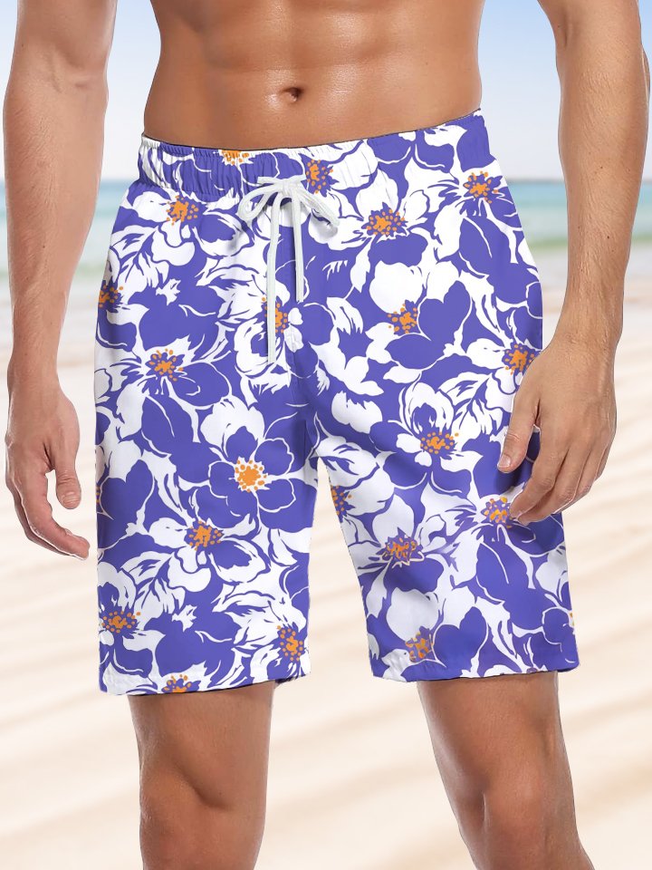 Alohadaddy® Hawaiian Flowers Art Print Drawstring Men&