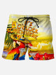 It’s 5 O'clock Somewhere Holiday Casual Men's Hawaiian Beach Short Sleeve  Pants Parrot Stretch Plus Size Shorts