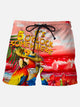 It’s 5 O'clock Somewhere Holiday Casual Men's Hawaiian Beach Short Sleeve  Pants Parrot Stretch Plus Size Shorts