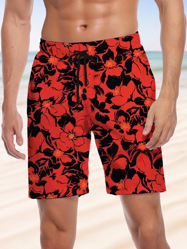 Alohadaddy® Hawaiian Flowers Art Print Drawstring Men&