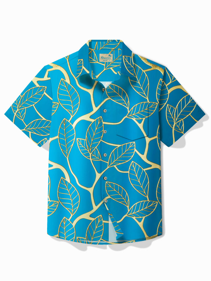 Alohadaddy Vintage Botanical Gold Leaf Print Men&