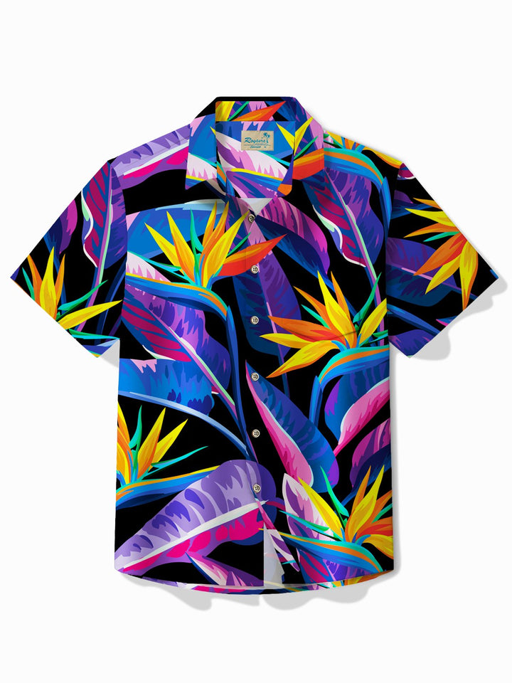 Chemise à manches courtes et poches boutonnées pour homme à imprimé floral botanique hawaïen Alohadaddy