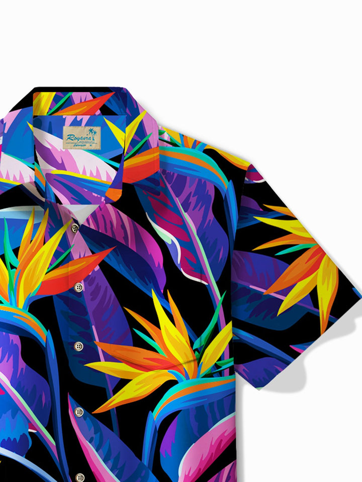 Chemise à manches courtes et poches boutonnées pour homme à imprimé floral botanique hawaïen Alohadaddy
