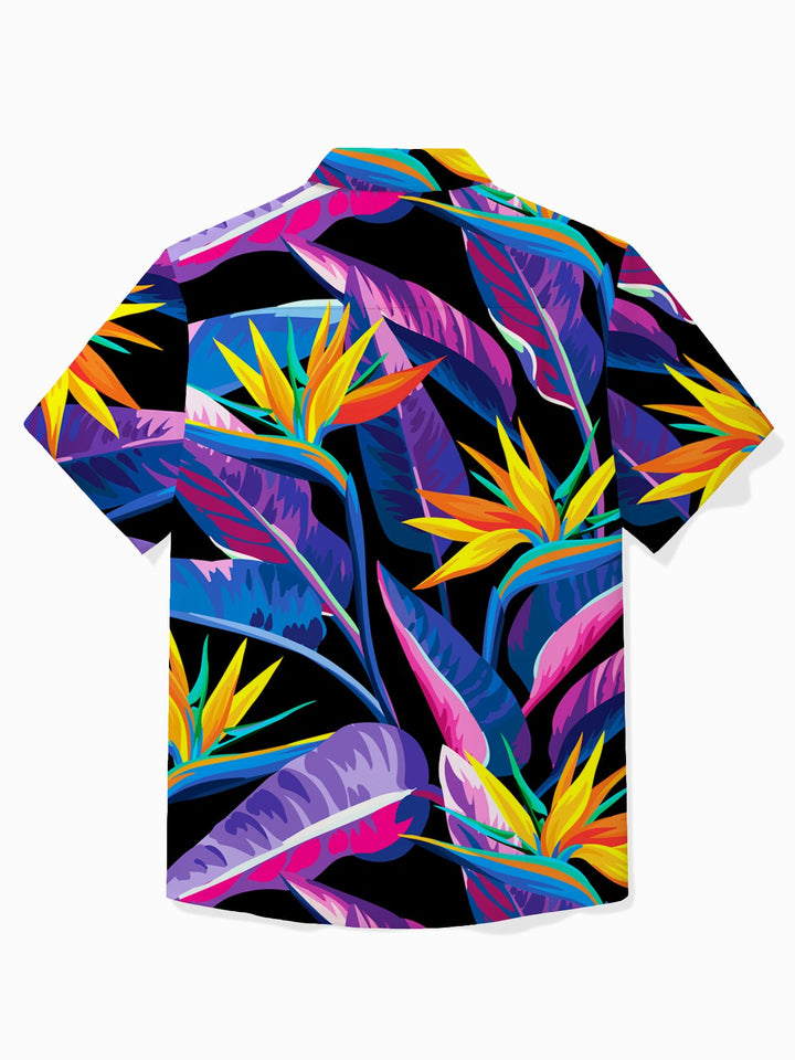 Chemise à manches courtes et poches boutonnées pour homme à imprimé floral botanique hawaïen Alohadaddy