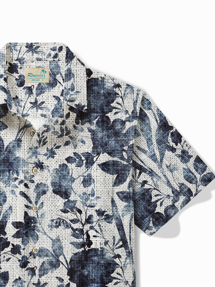 Alohadaddy Hawaii Botanical Floral Distressed Texture Print Men&