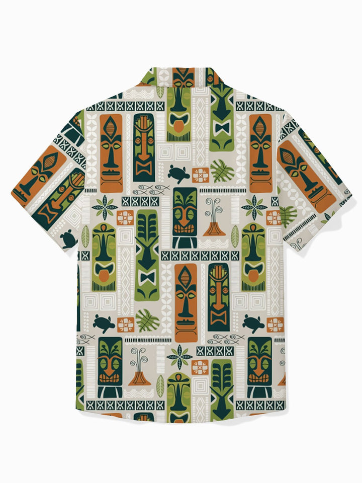 Camisa de manga corta con bolsillo abotonado para hombre con estampado de cóctel hawaiano Tiki de Alohadaddy