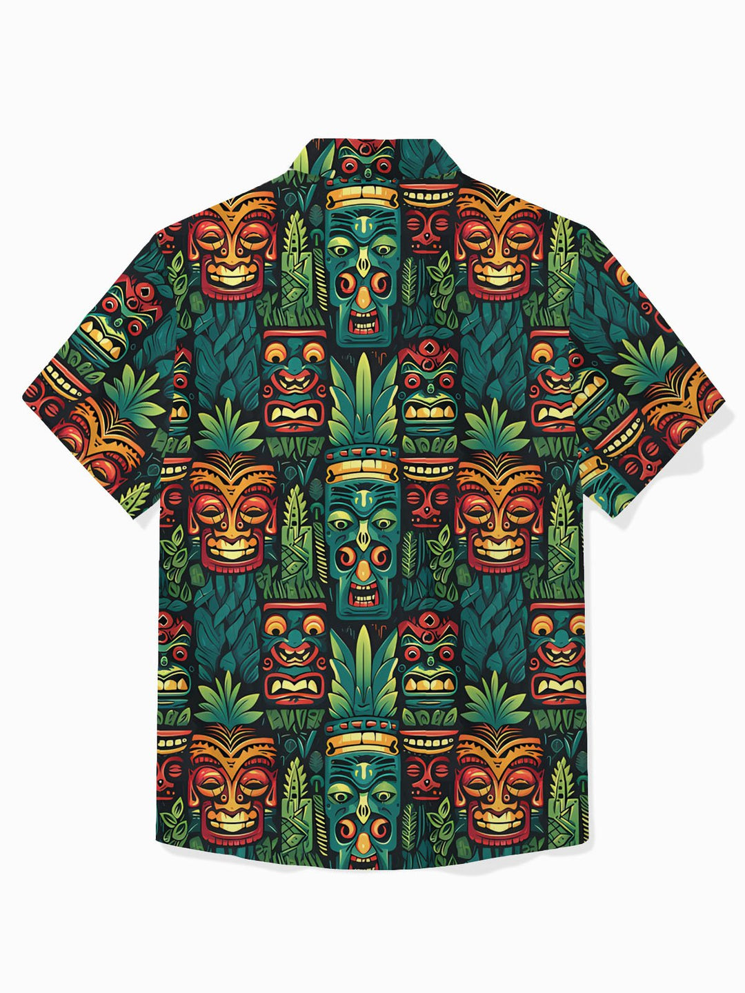 Camisa de manga corta con bolsillo abotonado para hombre con estampado botánico Tiki hawaiano de Alohadaddy