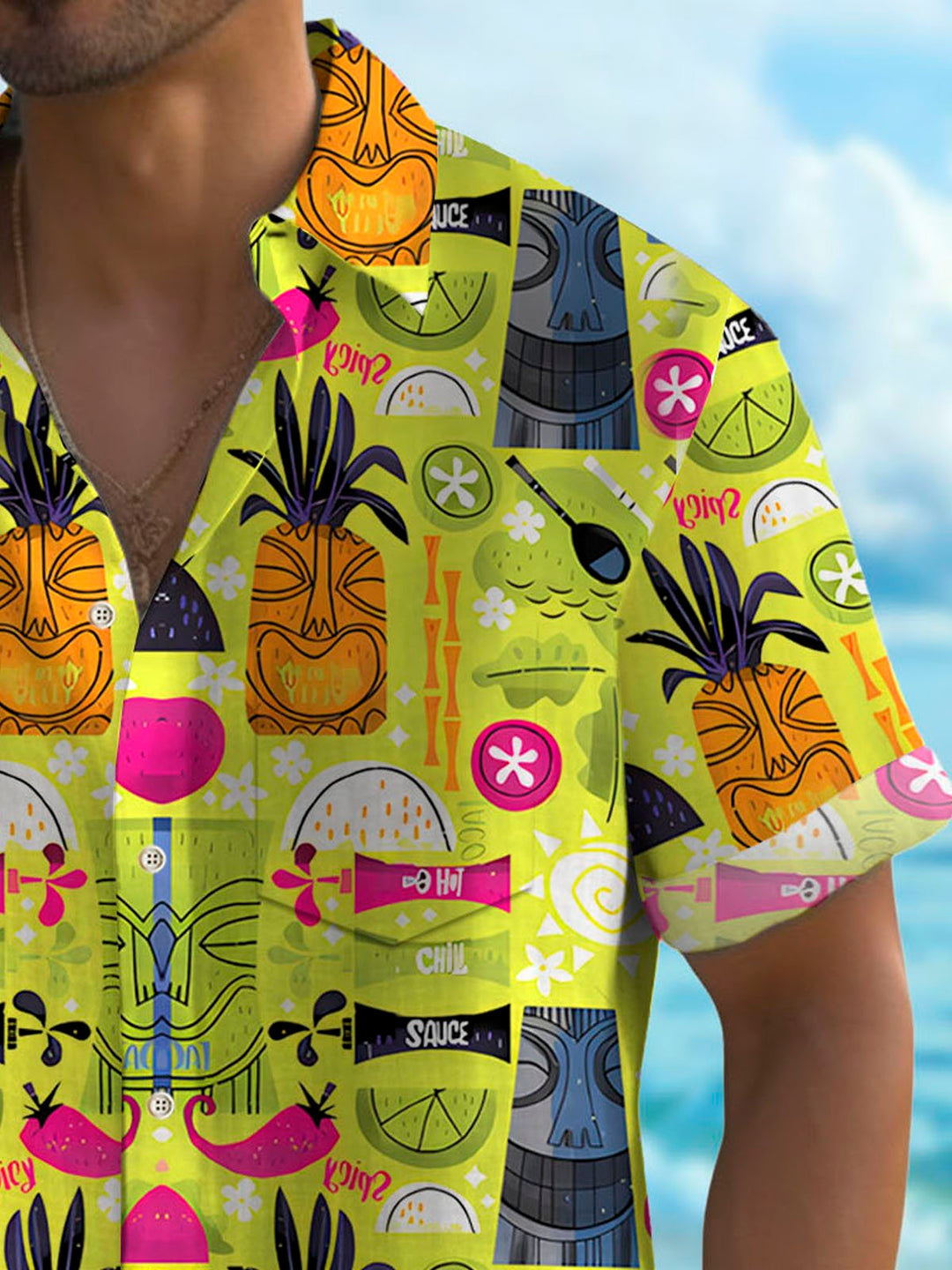 Alohadaddy Hawaii Tiki Fruit Drink Print Men&