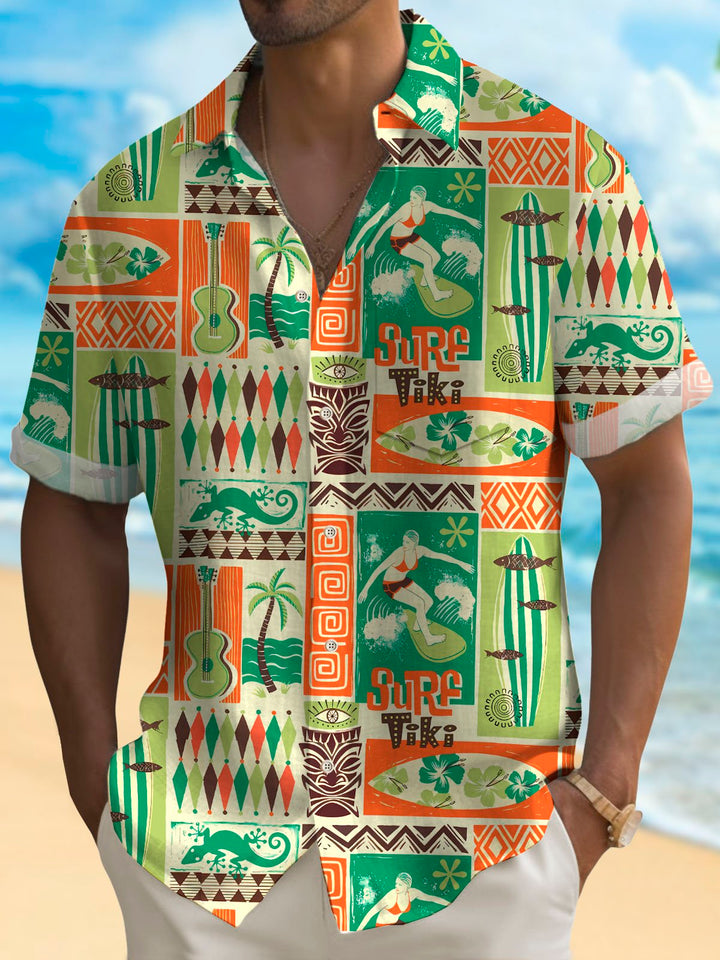 Alohadaddy Hawaiian Tiki Coconut Tree Print Men&