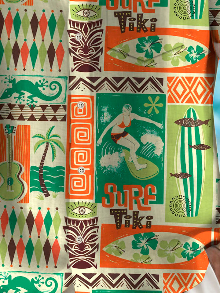 Alohadaddy Hawaiian Tiki Coconut Tree Print Men&