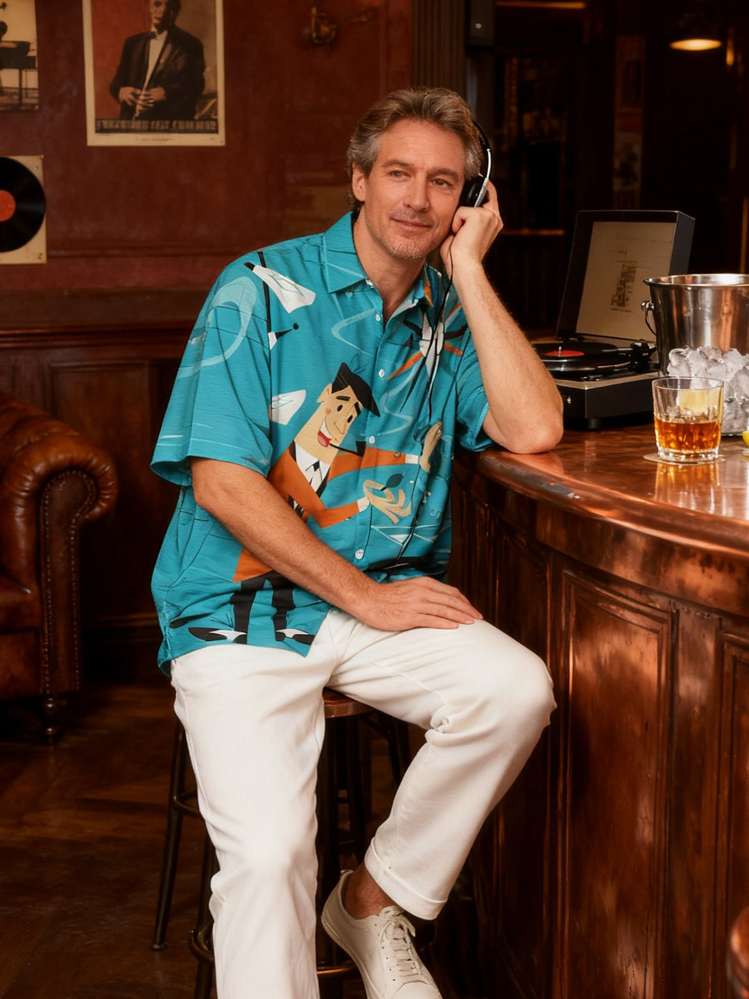 Alohadaddy Vintage Geometric Mid-Century Modern Cocktail Shirt for Men