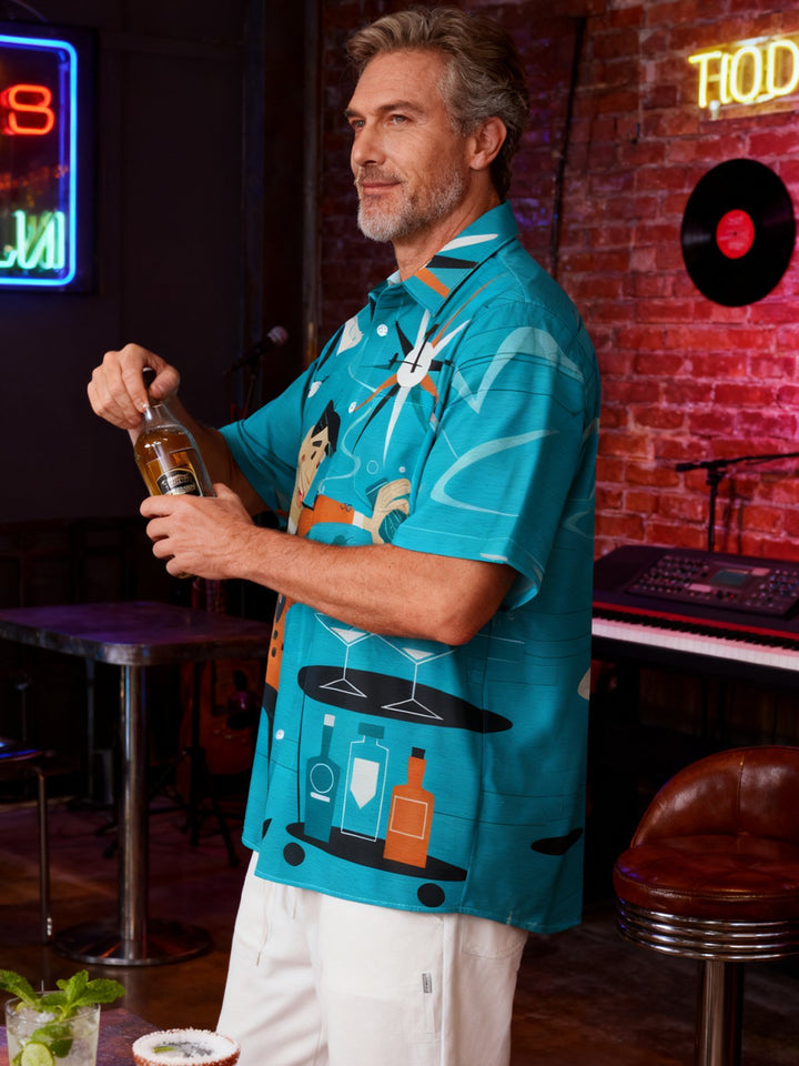 Alohadaddy Vintage Geometric Mid-Century Modern Cocktail Shirt for Men