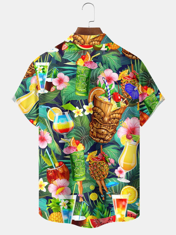 Chemise hawaïenne pour homme Alohadaddy Beach Vacation Tiki Cup Stretch Quick Dry Camp Tropical Cocktail Shirt Big Tall