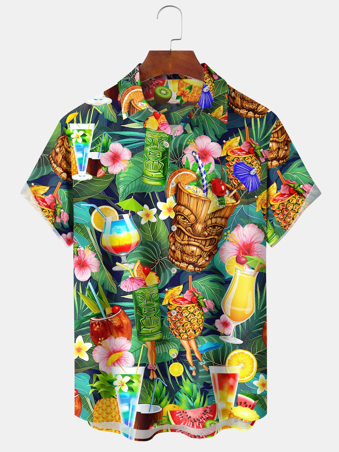 Chemise hawaïenne pour homme Alohadaddy Beach Vacation Tiki Cup Stretch Quick Dry Camp Tropical Cocktail Shirt Big Tall