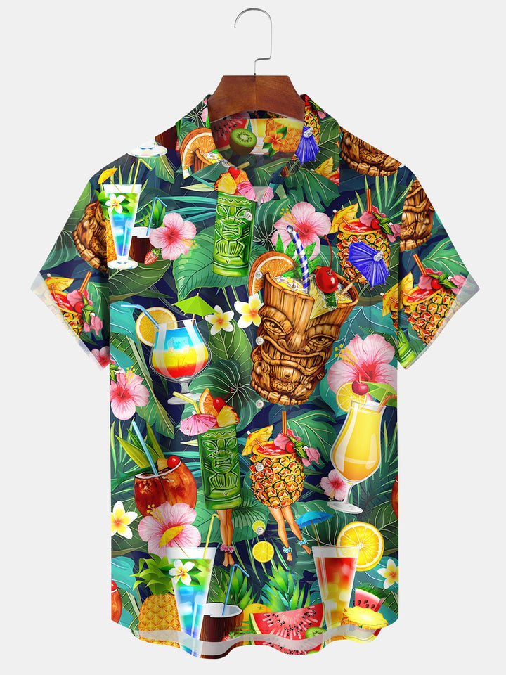 Chemise hawaïenne pour homme Alohadaddy Beach Vacation Tiki Cup Stretch Quick Dry Camp Tropical Cocktail Shirt Big Tall