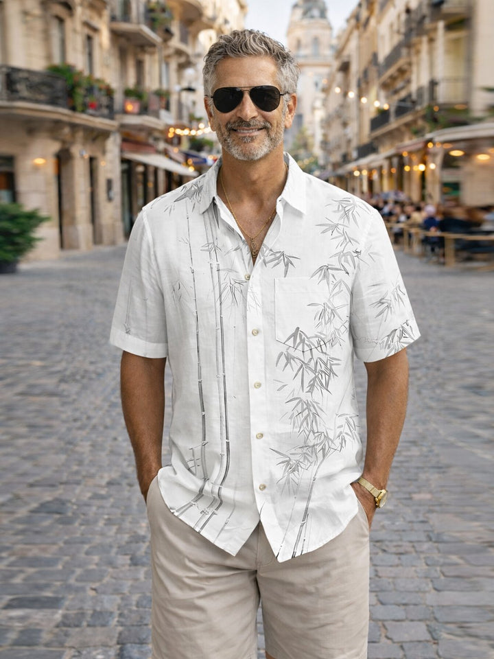 Alohadaddy Summer Plant Bamboo Tropical Casual Vacation Shirt