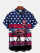Alohadaddy Flamingo Flag Print Beach Men's Hawaiian Oversized Shirt with Pockets