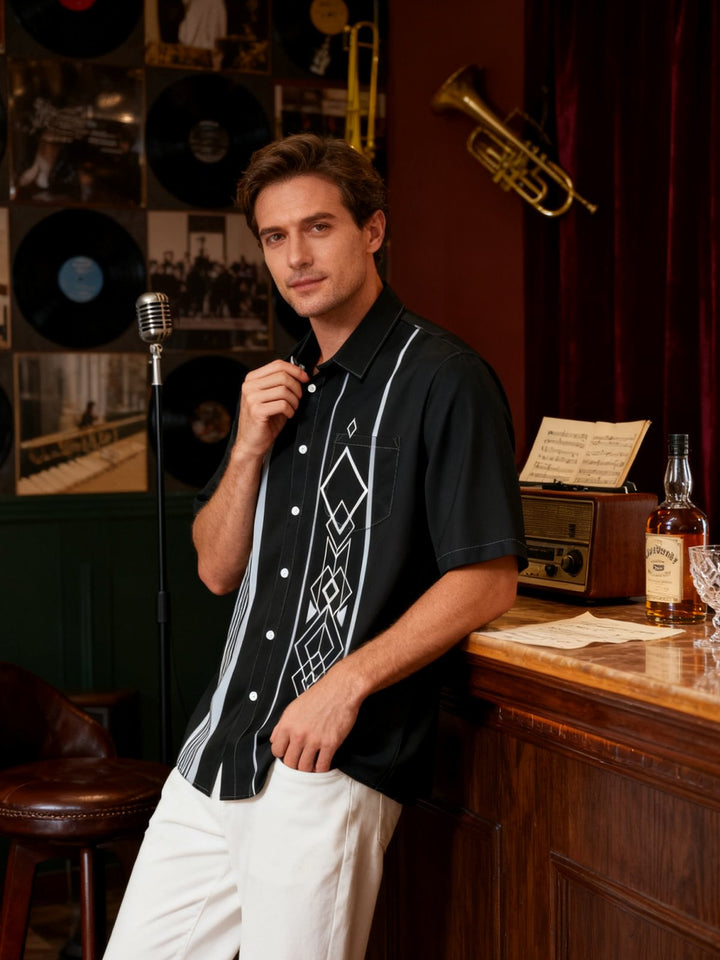 Alohadaddy® Casual Stripe Geometric Print Moisture Wicking Men&
