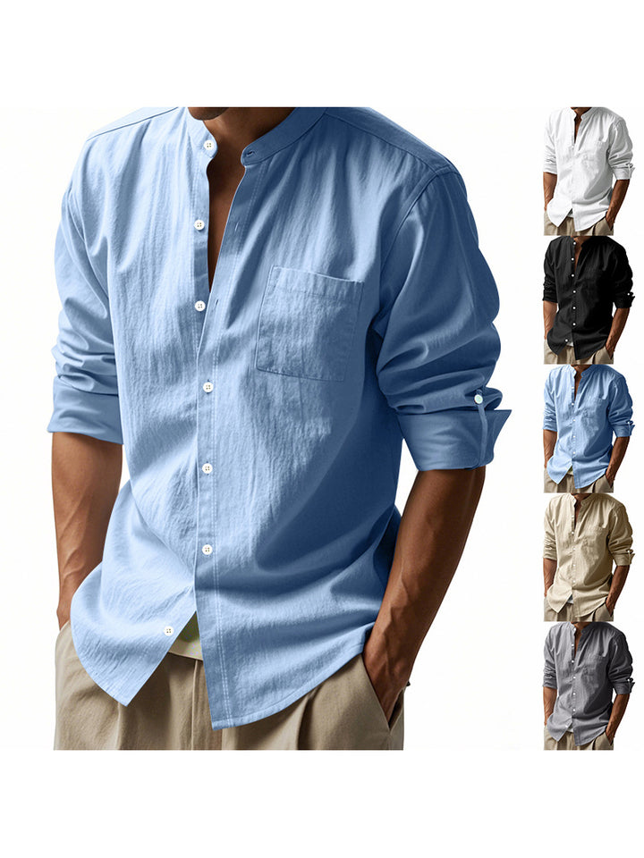 Alohadaddy® Basic Solid Color Cotton Linen Print Men&