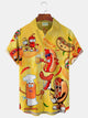 Alohadaddy Hawaiian Cartoon Hot Dog Print Men's Button Pocket Shirt